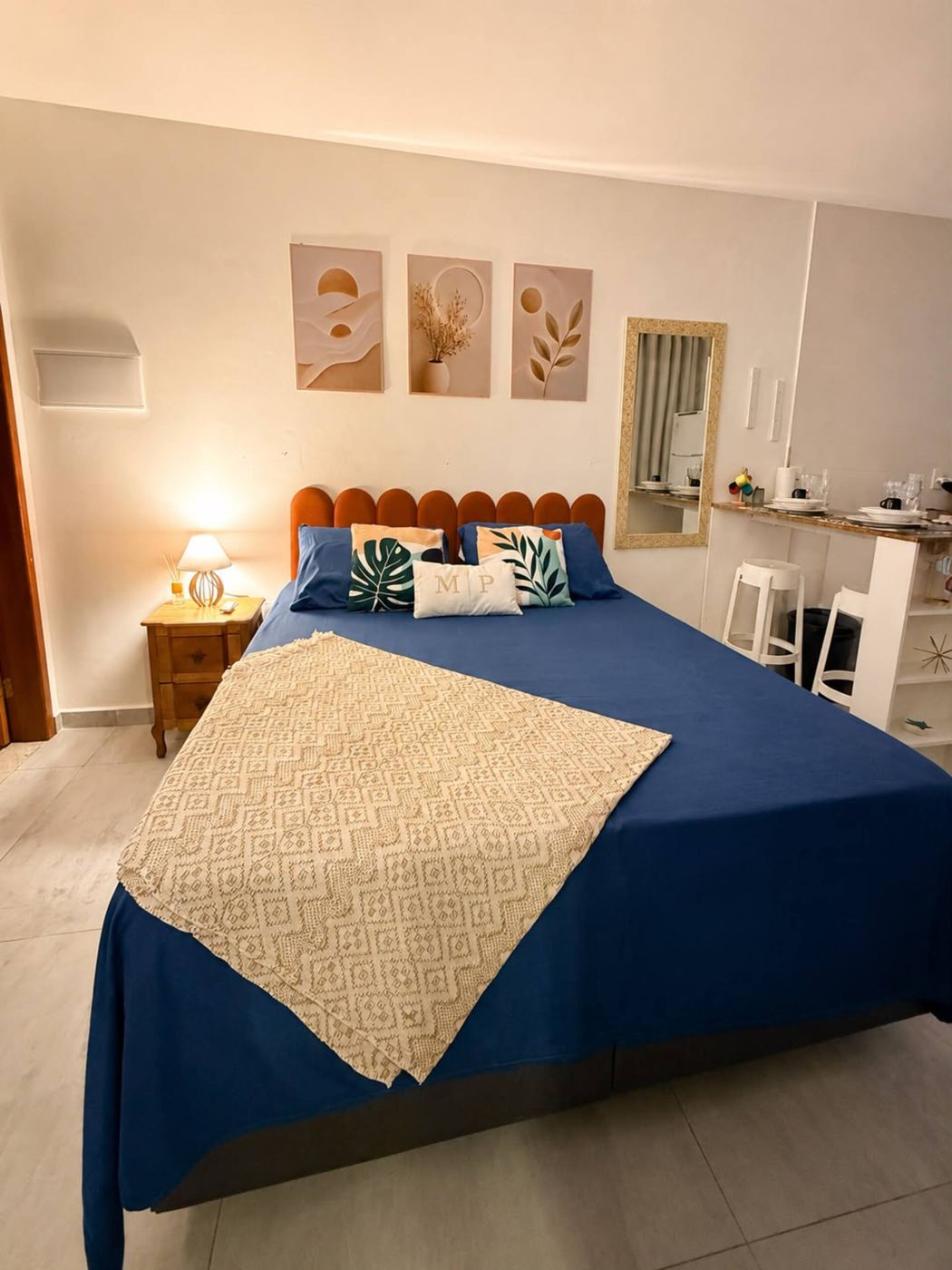 Cama de casal do Loft Greek Houses MP